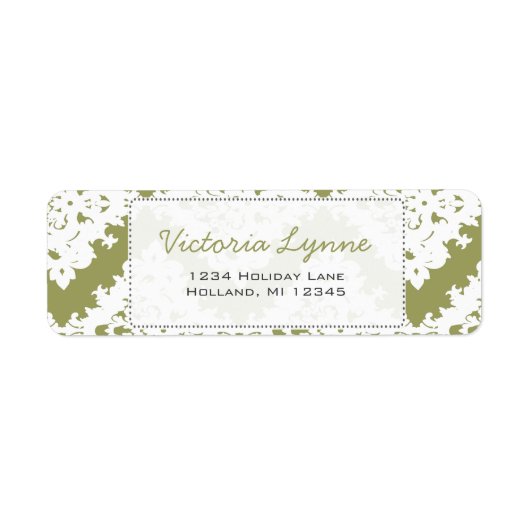 Sage Green Damask Return Label (Voorkant)