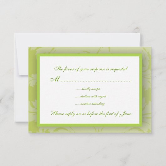Sage Green Damask RSVP-kaart RSVP Kaartje (Voorkant)