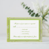 Sage Green Damask RSVP-kaart RSVP Kaartje (Staand voorkant)