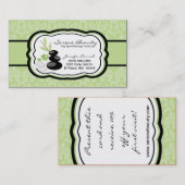 Sage Green Damask Spa Hot Stones Visitekaartje (Voorkant / Achterkant)