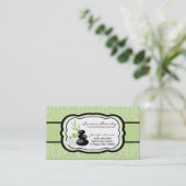 Sage Green Damask Spa Hot Stones Visitekaartje (Staand voorkant)
