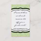 Sage Green Damask Spa Hot Stones Visitekaartje (Achterkant)