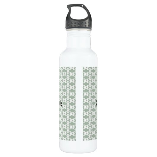 Sage Green Damask Waterfles (Achterkant)