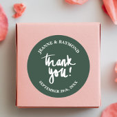 Sage Green Dank u kalligrafie bruiloft gunst Ronde Sticker