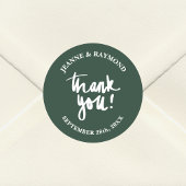 Sage Green Dank u kalligrafie bruiloft gunst Ronde Sticker
