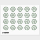 Sage Green Dank u moderne kalligrafie krans Ronde Sticker (Vel)