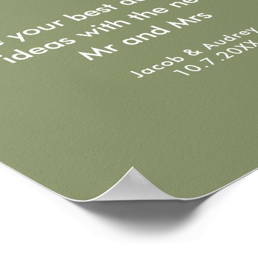 Sage Green Date Jar Wedding Shower Poster (Hoek)