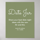 Sage Green Date Jar Wedding Shower Poster (Voorkant)