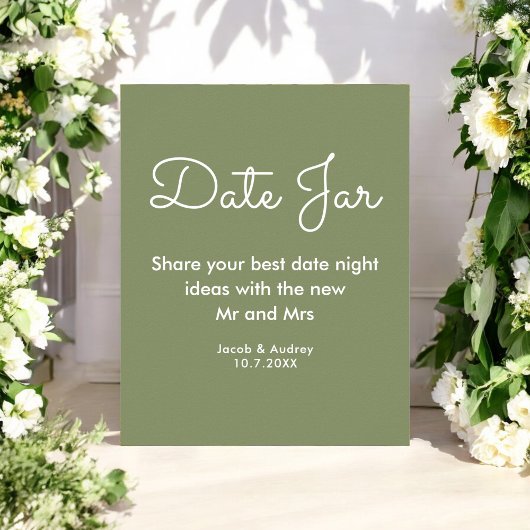 Sage Green Date Jar Wedding Shower Poster