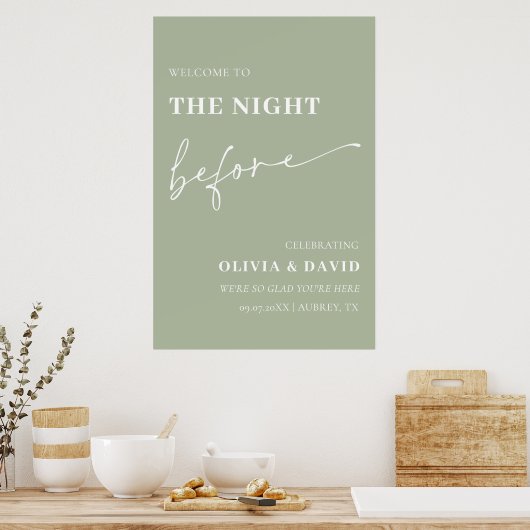 Sage Green de avond voor repetitie diner teken Poster (Keuken)