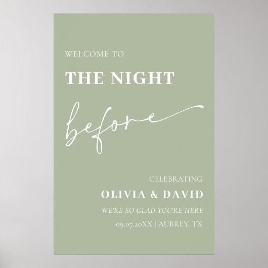 Sage Green de avond voor repetitie diner teken Poster (Voorkant)