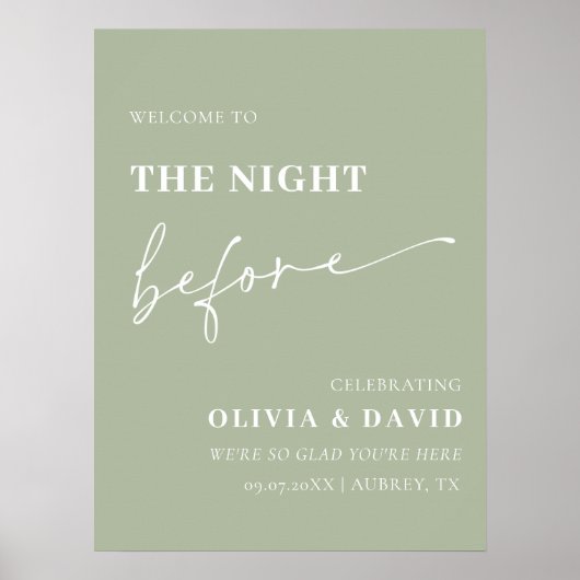 Sage Green de avond voor repetitie diner teken Poster (Voorkant)