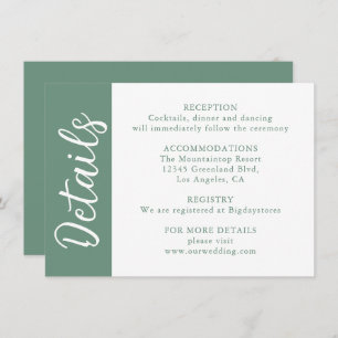 Sage Green Decorative Calligraphy Informatiekaartje