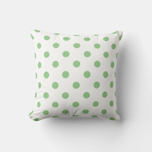Sage Green Decorative Polka Dots on White Kussen