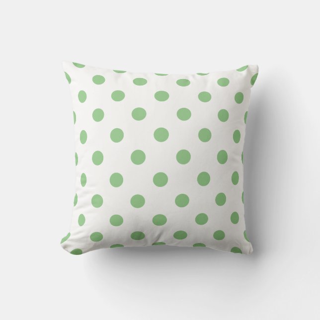 Sage Green Decorative Polka Dots on White Kussen (Voorkant)