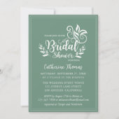 Sage Green Decorative Wedding Calligraphy Kaart (Voorkant)