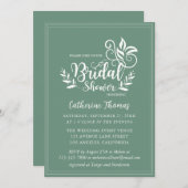 Sage Green Decorative Wedding Calligraphy Kaart (Voorkant / Achterkant)