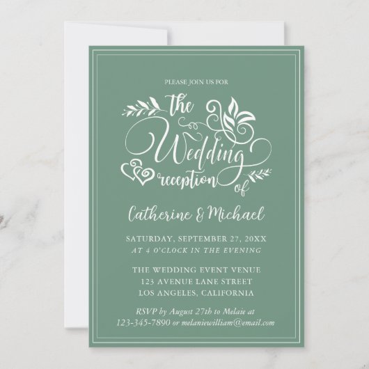 Sage Green Decorative Wedding Calligraphy Kaart (Voorkant)