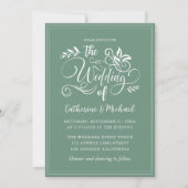 Sage Green Decorative Wedding Calligraphy Kaart (Voorkant)