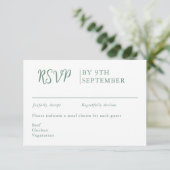 Sage Green Decorative Wedding Calligraphy RSVP Kaartje (Staand voorkant)