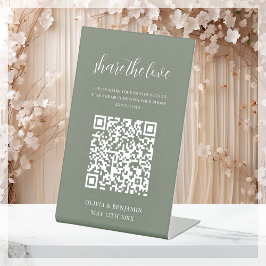 Sage Green | Deel de Love QR-code Reclamebord Met Voetstuk