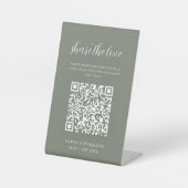 Sage Green | Deel de Love QR-code Reclamebord Met Voetstuk (Voorkant)
