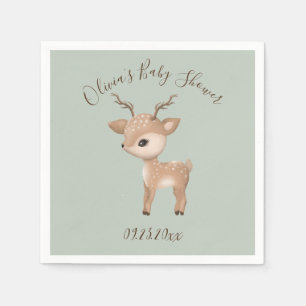 Sage Green Deer Baby shower Napkins Servet