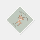 Sage Green Deer Baby shower Napkins Servet (Hoek)