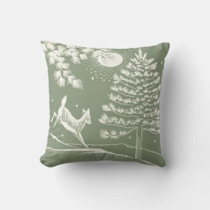 Sage Green Deer in het sneeuwSierkussen Kussen