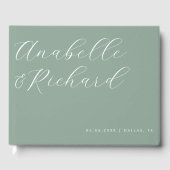 Sage Green Delicate Calligraphy Romantic Wedding Gastenboek (Voorkant)