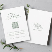 Sage Green Delicate Elegant Script Wedding RSVP Kaartje
