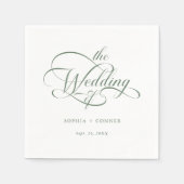 Sage Green Delicate Elegant Script Wedding Servet (Voorkant)