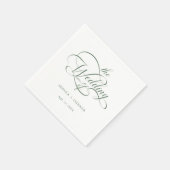 Sage Green Delicate Elegant Script Wedding Servet (Hoek)