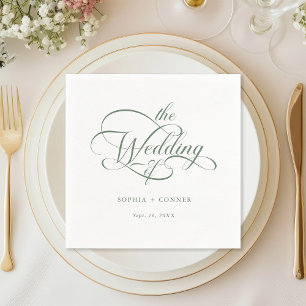 Sage Green Delicate Elegant Script Wedding Servet