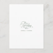 Sage Green Delicate Elegant Wedding Details Informatiekaartje (Achterkant)
