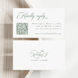 Sage Green Delicate Elegant Wedding RSVP Informatiekaartje
