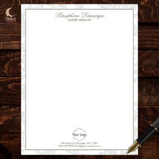 Sage Green Delicate Letterhead Herbal Business Briefhoofd