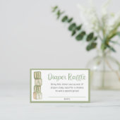 Sage Green Diaper Raffle Card | Baby Shower Insert Informatiekaartje (Staand voorkant)