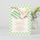 Sage Green Dinks & Drinken Pickleball Verjaardag Kaart (Staand voorkant)