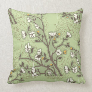 Sage Green Distressed Asian Floral Sierkussen