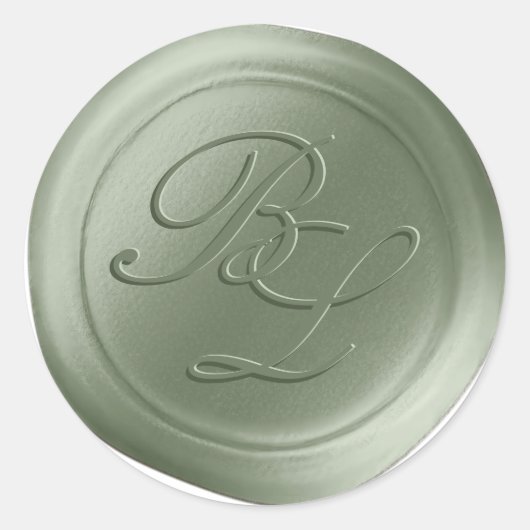 Sage Green Double Monogram Faux Wax Seal Stickers (Voorkant)