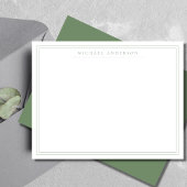 Sage Green Double Thin Border Correspondentie Notitiekaartje