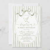 Sage Green Dove Baptism First Birthday Kaart (Voorkant)