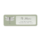 Sage Green Dragonfly Trouwadres Etiket (Voorkant)