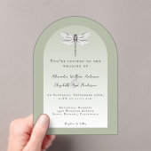Sage Green Dragonfly Wedding Acryl Uitnodigingen (Insitu (Draagbaar))