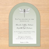 Sage Green Dragonfly Wedding Acryl Uitnodigingen (Voorkant)