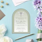 Sage Green Dragonfly Wedding Acryl Uitnodigingen (Insitu (Huwelijk))