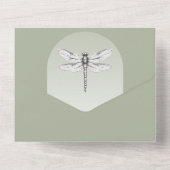 Sage Green Dragonfly Wedding All In One Uitnodiging (Achterkant)