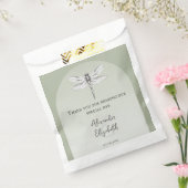 Sage Green Dragonfly Wedding Bedankzakje (Gezegeld)