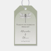Sage Green Dragonfly Wedding Favoriet Cadeaulabel (Voorkant)